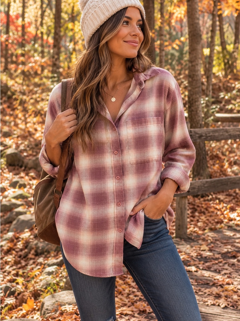 Lola River Oversized Fit Pink Plaid Button Front Shirt XS
